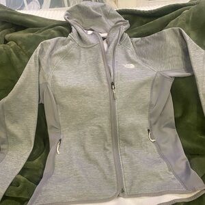 The North Face Women's Light Gray Jacket with Pink trim, Size XL